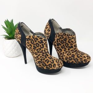 Guess Kalia Animal Print Platform Heel Booties 7